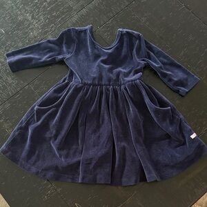 Ruffle Butts Navy Blue Velvet Dress